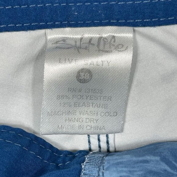 Salt Life SLX-QD Boardshorts Men 38 Blue Green Vapor Stretch Swimwear Drawstring - Picture 4 of 11